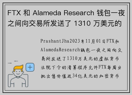 FTX 和 Alameda Research 钱包一夜之间向交易所发送了 1310 万美元的虚拟货币
